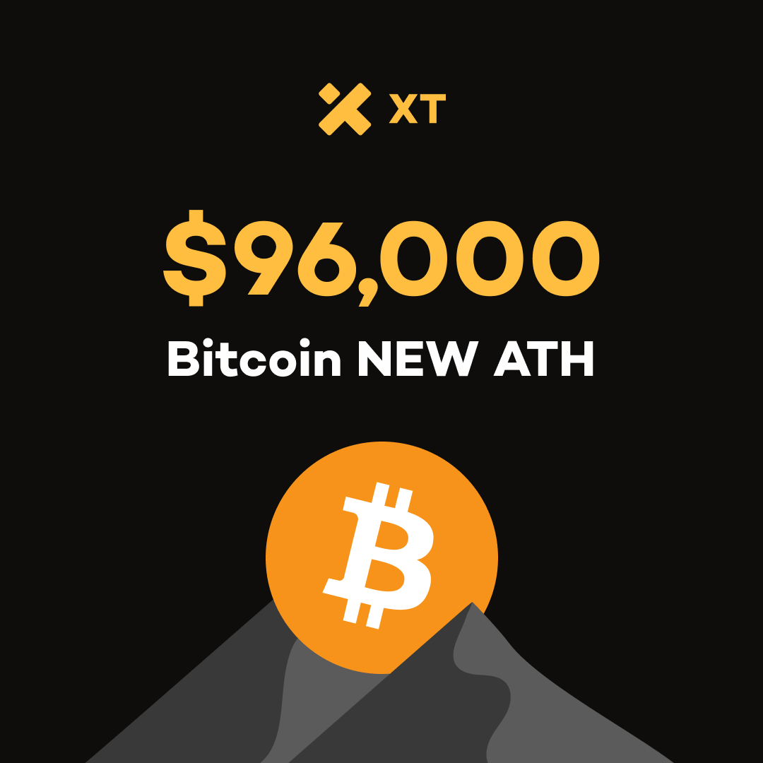 🚀 #Bitcoin Hits a New ATH: $96,000! 🚀 The crypto king keeps climbing,  breaking barriers and rewriting history. 💎🙌 Are you ready for the next  chapter? #BTC #Crypto #XT