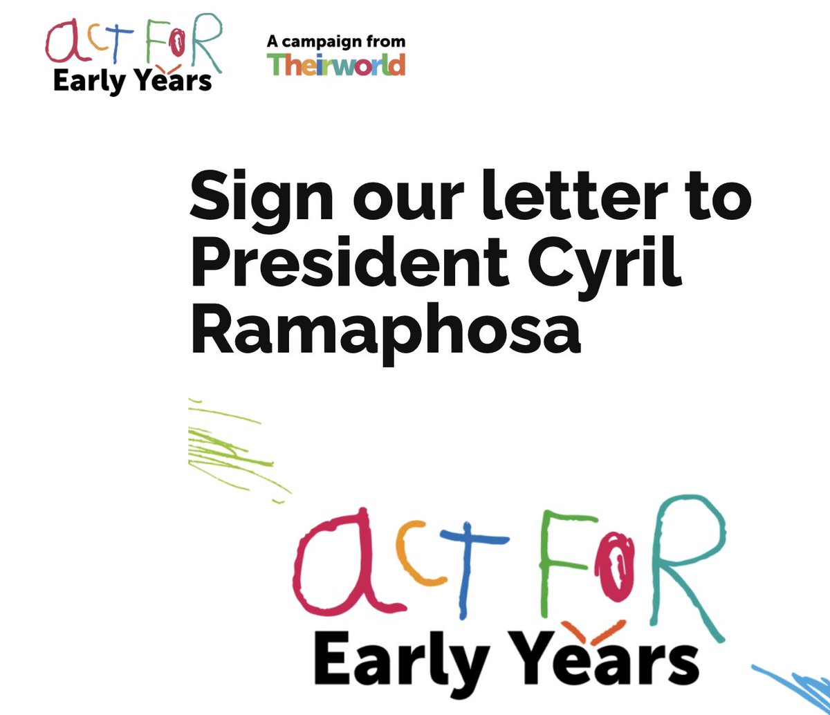 now •  Just now
📣 Join us in urging President Ramaphosa to prioritize early childhood during South Africa’s G20 Presidency! 🌍 

As hashtag#SouthAfrica assumes the G20 Brasil 2024 Presidency with the theme of “Solidarity, Equality, and Sustainable Development,” we have a unique