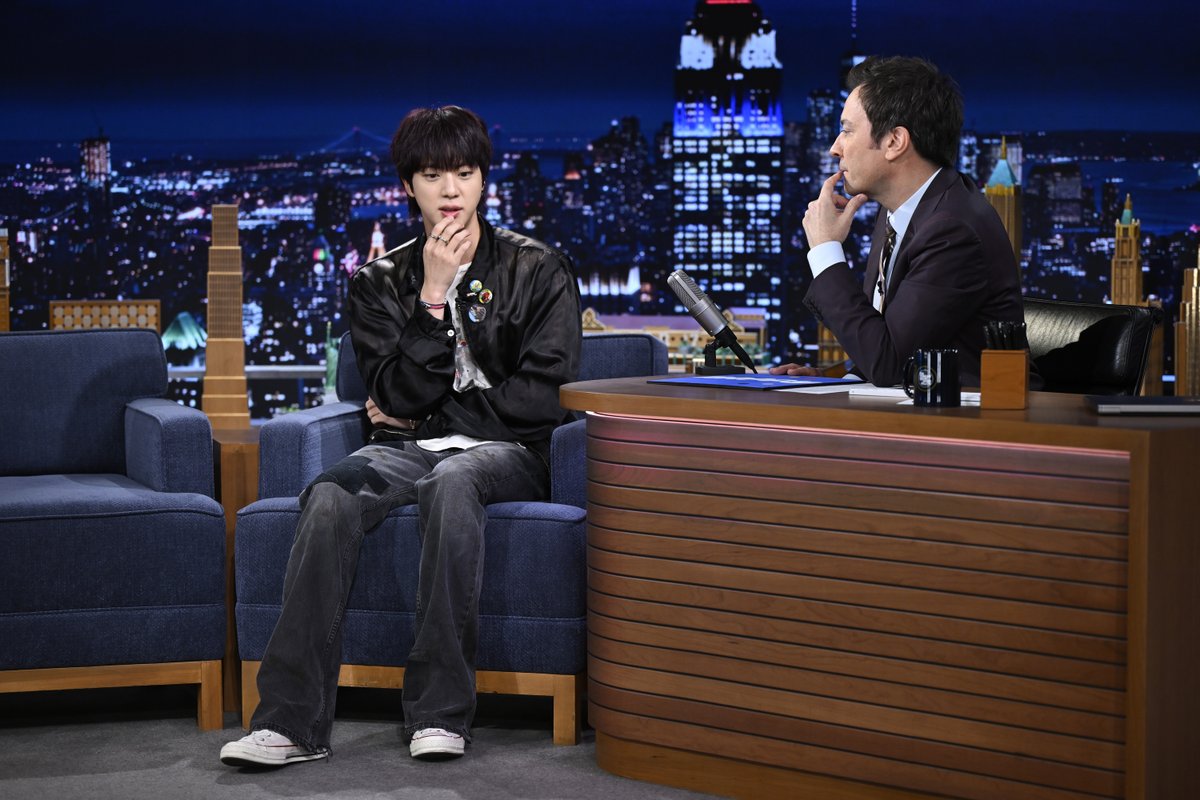 The Tonight Show (@fallontonight) on Twitter photo .<a href="/bts_bighit/">BTS_official</a>'s Jin is in the studio to talk his debut solo album Happy and perform “Running Wild” TONIGHT! #FallonTonight #JinOnFallon .<a href="/bts_bighit/">BTS_official</a>'s Jin is in the studio to talk his debut solo album Happy and perform “Running Wild” TONIGHT! #FallonTonight #JinOnFallon