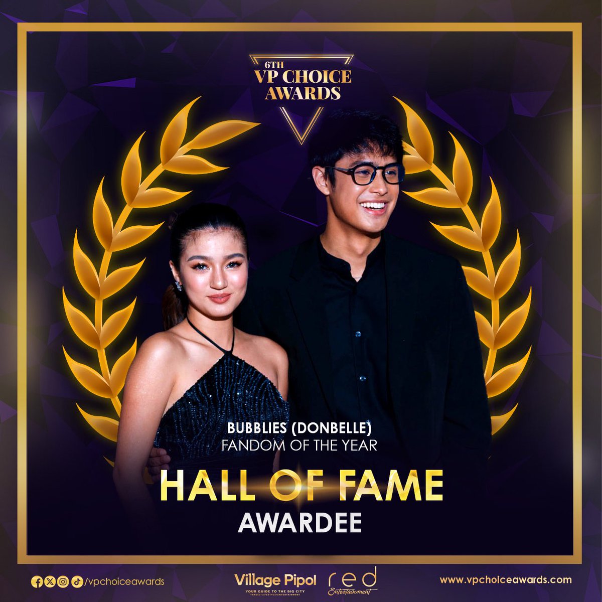 Meet our Hall of Fame Awardee for the upcoming #6thVPChoiceAwards next year:

🫧 BUBBLIES ( <a href="/DonBelleOFC/">DonBelle Official</a> )
FANDOM OF THE YEAR

Congratulations on winning three consecutive years in the VPCA!

#VPCAHallOfFame #donbelle #bubblies #DonnyPangilinan #BelleMariano #VPChoiceAwards