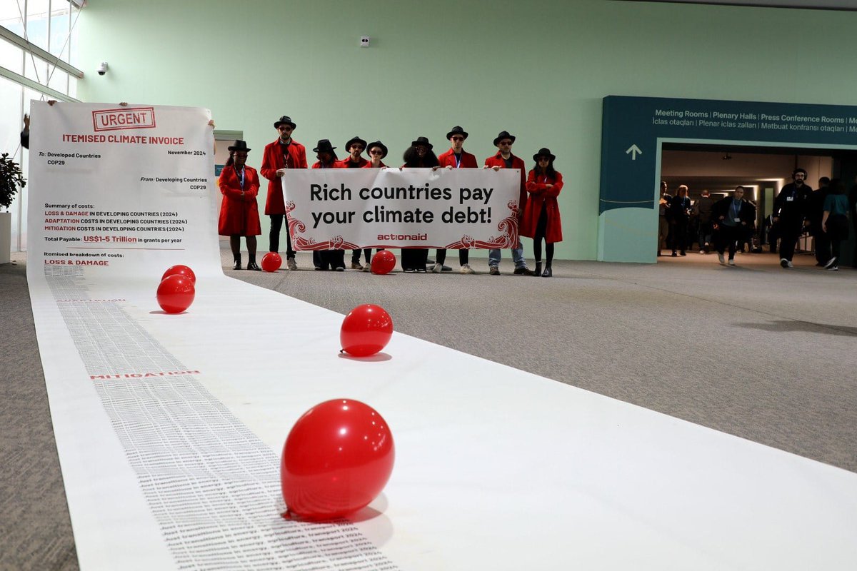 Rich nations pledged $100 billion in annual climate finance by 2020 but failed.

Now, we demand $1.3 trillion yearly to meet real needs. 

Stop stalling—PayUp For Climate and close the gap!

#IrresponsibleCOP29

<a href="/larok_arthur/">Arthur Larok</a>