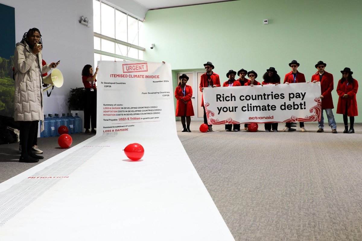 Rising sea levels are swallowing communities; 1.5°C is no longer just a number but a death sentence for millions.

Rich nations must PayUp For Climate now to prevent further loss. 

#IrresponsibleCOP29l
<a href="/larok_arthur/">Arthur Larok</a>