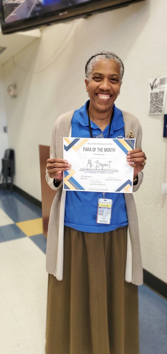 PrincipalDuncan's tweet photo. Congratulations to our @KilloughEagles October Paraprofessional of the Month! 🎉🎊 #ReachingNewHeights https://t.co/lbGm8JvjGV