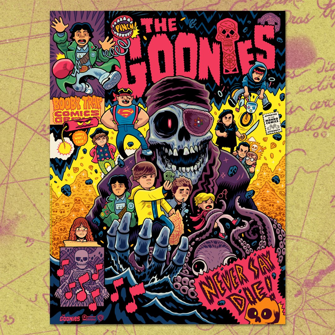 My Goonies poster for <a href="/MondoNews/">MONDO</a>  drops tomorrow 11/21 online at noon CT on mondoshop.com

I’ll have my APs available sometime soon. Thanks!
