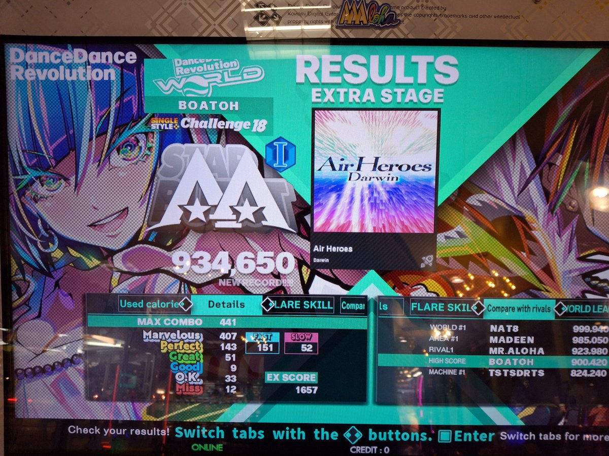 I played DDR today:

New 14 PFCs!!! Glad to have Second Heaven out of the way
Upscore on Air Heroes CSP!

Wasn't expecting much today but I played pretty well!