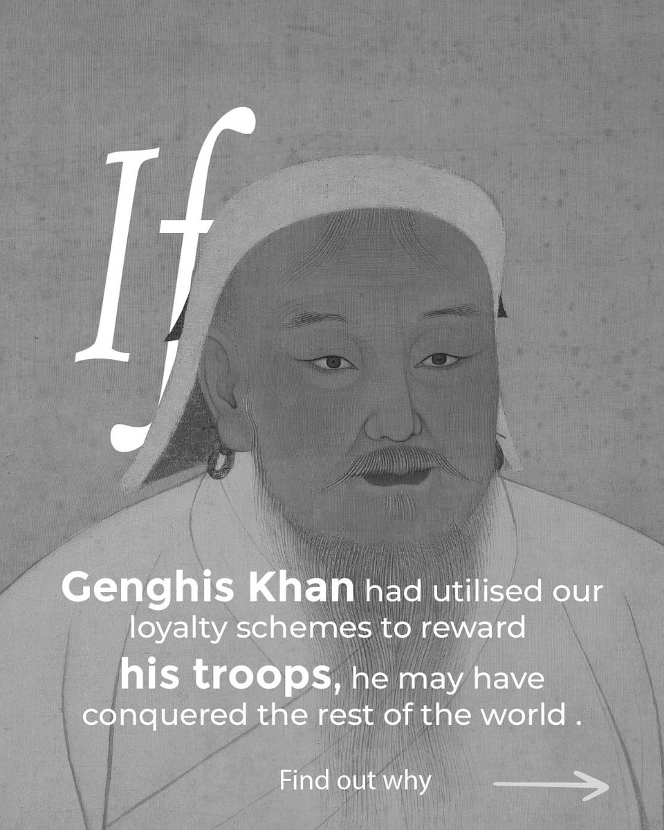 ZeppelinAd1982's tweet photo. Loyalty that builds empires. If Genghis Khan rewarded his troops, history books would be a lot thicker!

#PowerOfRewards #GiftGiving https://t.co/wBELq2INi1