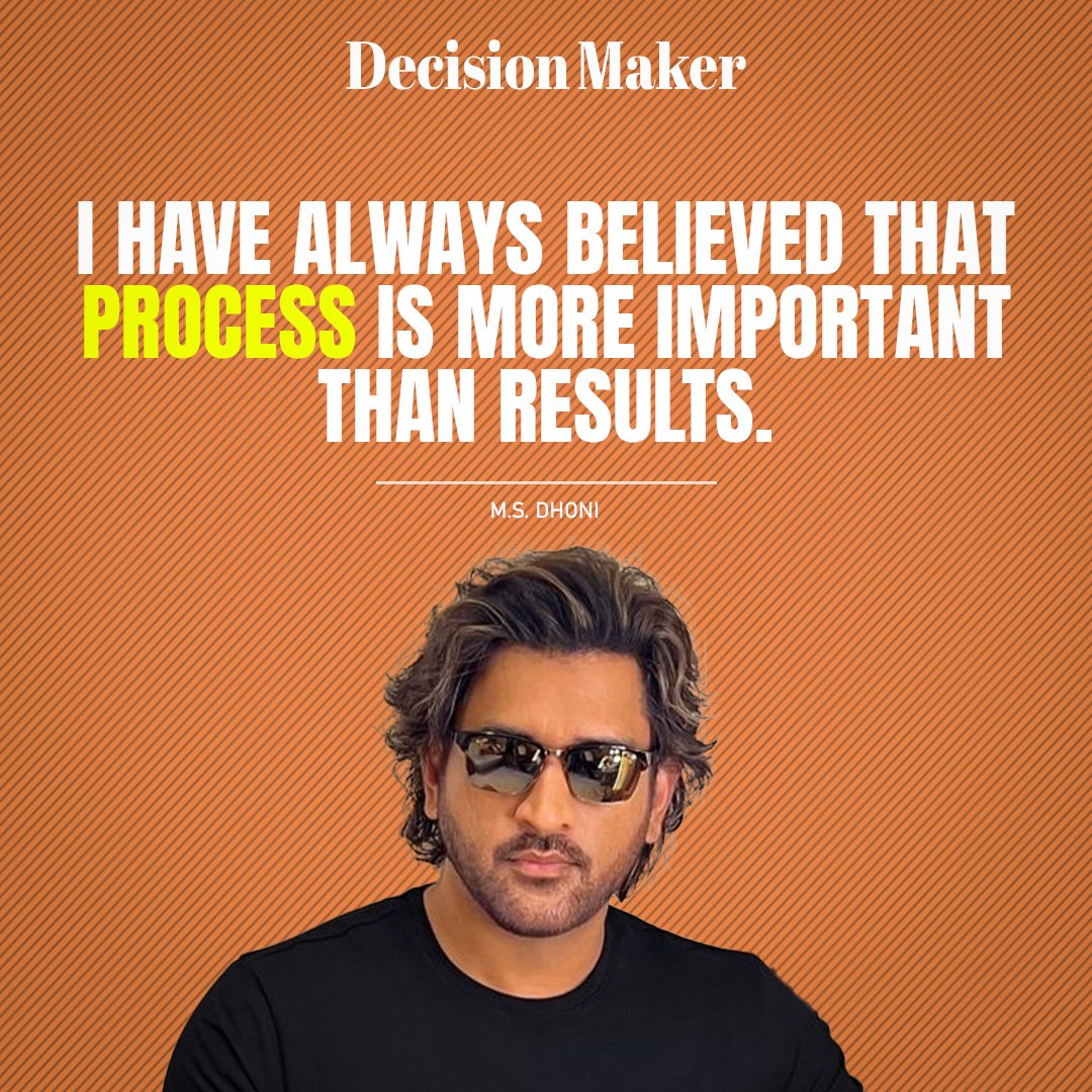 I have always believed that process is more important than results.
-M.S. Dhoni

#InspirationalQuote #Motivation #Result #Belief #Process

Follow 👉decisionmaker.in
