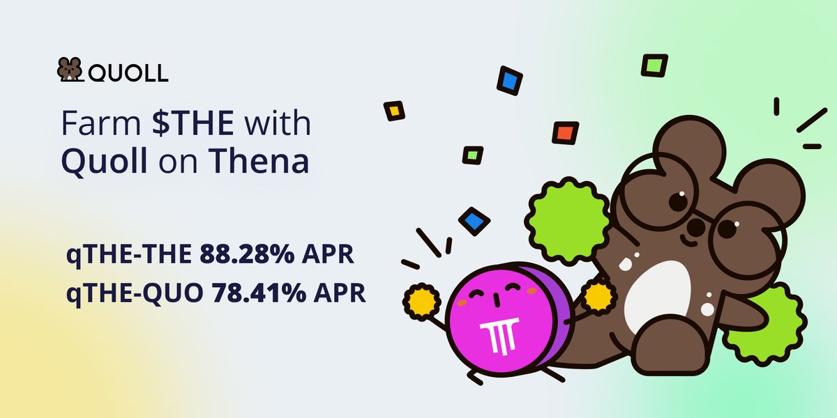 Farm $THE with Quoll on @ThenaFi_ 
Deposit on qTHE-THE or qTHE-QUO LPs and enjoy a juicy double-digit APR 🤑