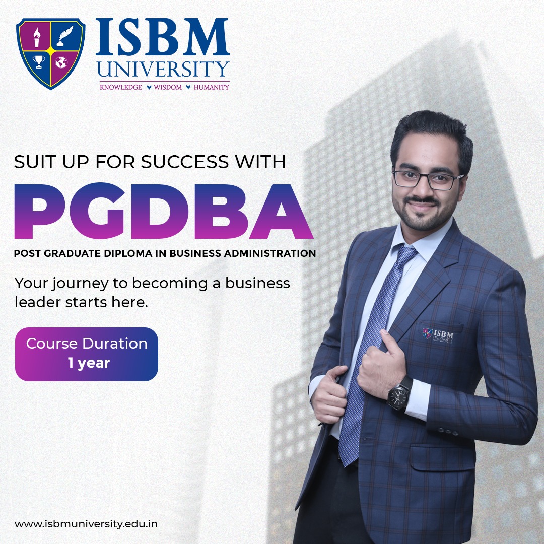 ISBMUniversity's tweet image. Build your future with Knowledge, Wisdom, and Humanity. Enroll in Post Graduate Diploma in Business Administration today and become the leader you were meant to be! 
Call: +91 9373199999     
Website: isbmuniversity.edu.in

#ISBMUniversity #ISBM #PGDBA #PostGraduateDiploma