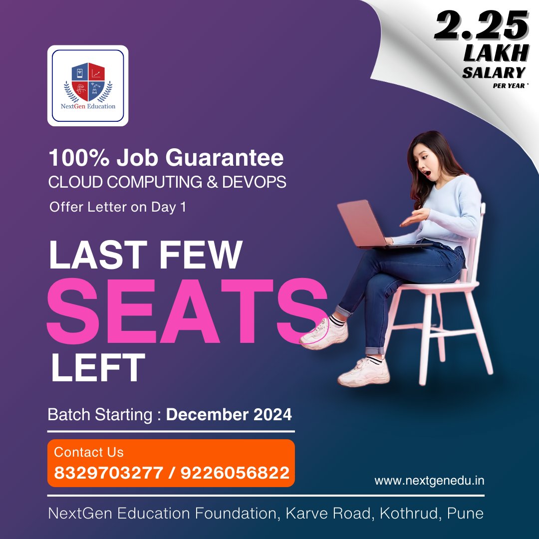 NextGenEdu_Pune's tweet image. 😮 Last Few SEATS Left...💺@NextGenEdu_Pune New 𝗖𝗹𝗼𝘂𝗱 𝗖𝗼𝗺𝗽𝘂𝘁𝗶𝗻𝗴 𝗕𝗮𝘁𝗰𝗵 Starting from this 𝗗𝗲𝗰𝗲𝗺𝗯𝗲𝗿 𝟮𝟬𝟮𝟰📞 +91-83297 03277 #cloudcomputing #cisco #microsoftsystemengineer #devops #linux #redhat #azure #aws #docker #kubernetes