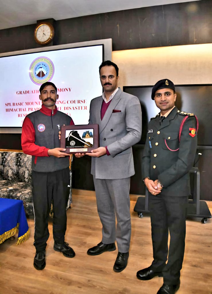 (3/n) Constable Shashi Pal of SDRF Kangra Company was adjudged as best trainee. 

Dedication and resilience of these trainees symbolize the strength and readiness of Himachal Pradesh SDRF to serve in the most demanding environments. <a href="/arjit_sen/">Arjit Sen Thakur</a>