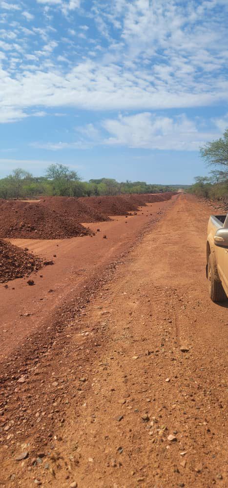Dumping of Base Material is in progress on Bulawayo Nkayi Road Construction Project .