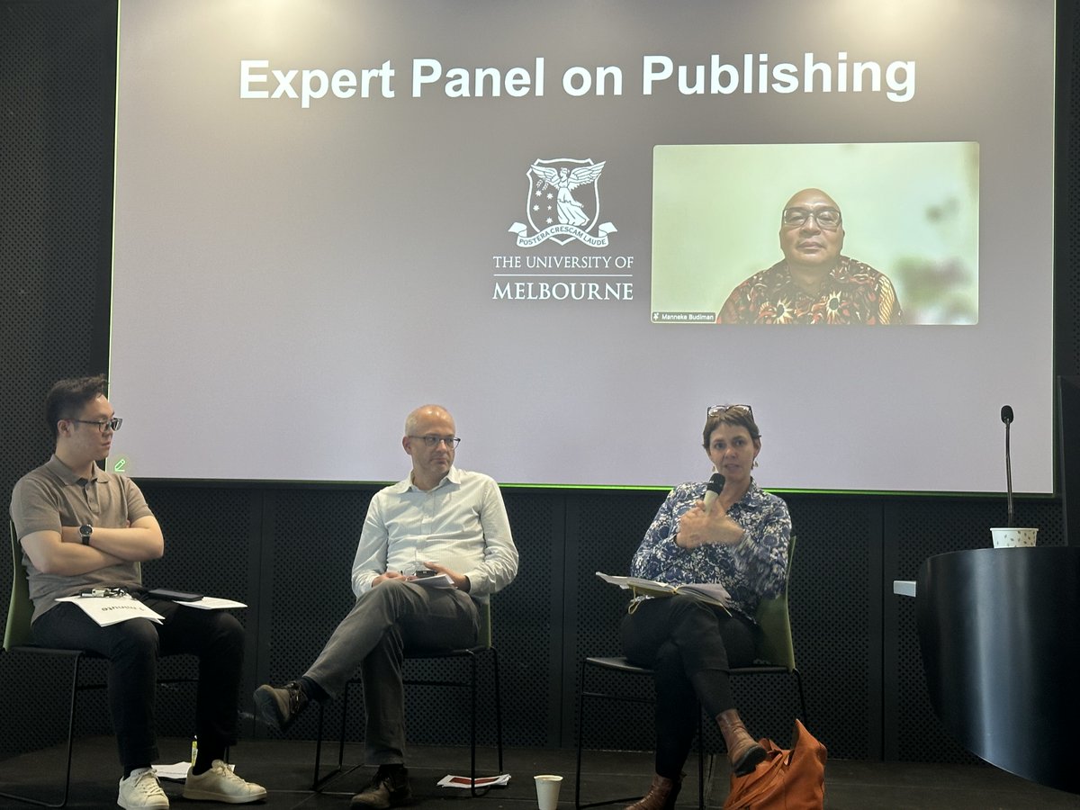 The special expert roundtable is currently underway! A/Prof Dirk Tomsa, Dr Jemma Purdey, and Prof. Manneke Budiman share tips, tricks, the ugly, and the beauty of submitting for publication for postgrads and ECRs