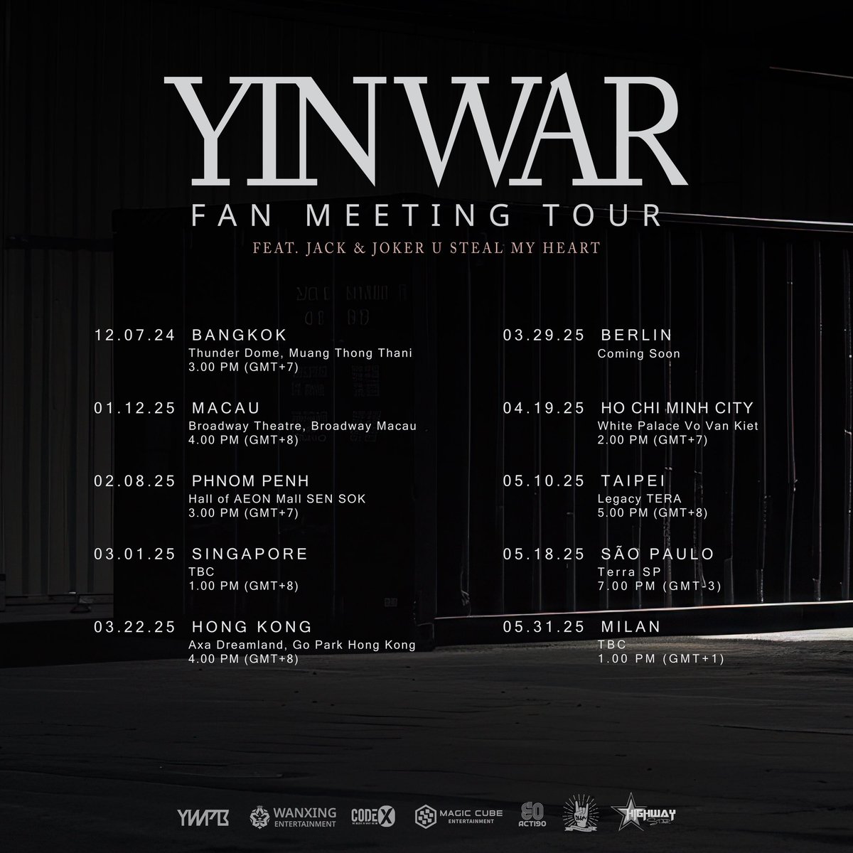 jackandjoker_'s tweet photo. ประกาศอัพเดตตารางทัวร์ YINWAR Fan Meeting Tour (Feat. Jack & Joker U Steal My Heart)

ทางทีมต้องขออภัยสำหรับข้อมูลที่ผิดพลาดก่อนหน้านี้ มา ณ ที่นี้ด้วย

The Announcement of an Updated YINWAR Fan Meeting Tour (Feat. Jack & Joker U Steal My Heart)

We would like to sincerely apologize for the previous incorrect information.

#YINWAR_FANMEET_TOUR