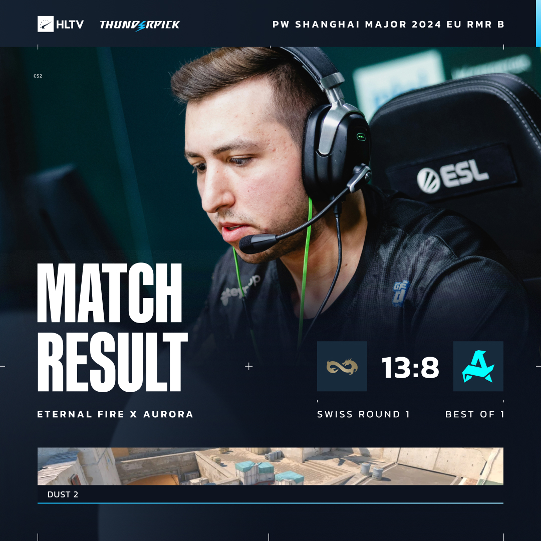 HLTVorg's tweet image. Eternal Fire kick off their run with a win over Aurora