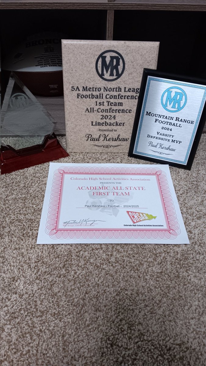 First team all conference linebacker, varsity defence mvp, and academic all state first team. Student athlete first!