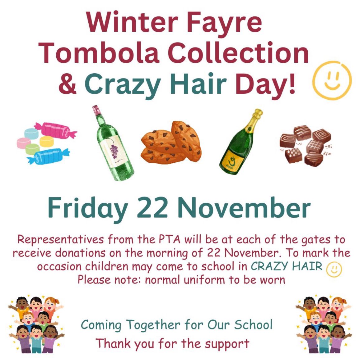 NetherleePTA (@netherleepta) on Twitter photo Reminder for Friday morning.
Friday, 22 November
TO DO:
● Style that crazy hair
● Bring Tombola donation to the gate (if possible and able to)
Next week: Reminder
Winter Fayre - 28 November 18h30-20h00 @ Netherlee Primary <a href="/sand_nc/">NetherleePSandNC</a> Reminder for Friday morning.
Friday, 22 November
TO DO:
● Style that crazy hair
● Bring Tombola donation to the gate (if possible and able to)
Next week: Reminder
Winter Fayre - 28 November 18h30-20h00 @ Netherlee Primary <a href="/sand_nc/">NetherleePSandNC</a>