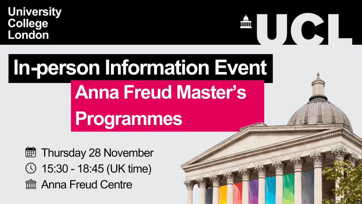 ❓ Do you want to study a Master's degree at a Centre renowned for research &amp; practice in child development, psychopathology and intervention? Join course tutors and current students to hear more about our <a href="/AFNCCF/">Anna Freud</a> Master's degrees.

🔗 bit.ly/3O0HSVl