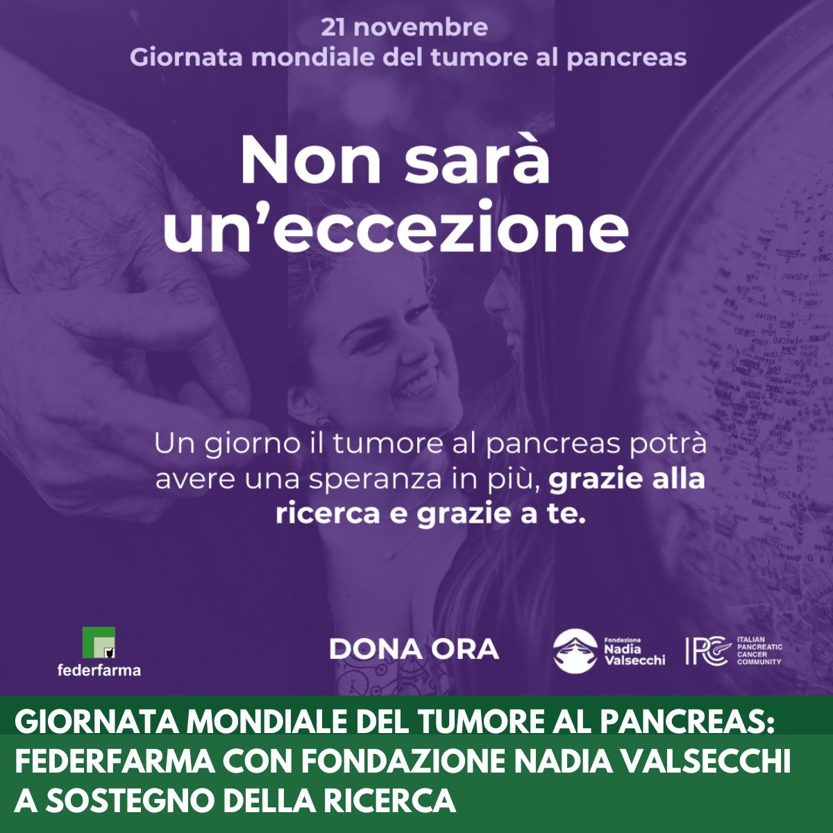 Federfarma Veneto (@federfarmavene1) on Twitter photo Giornata mondiale del tumore al pancreas | #21novembre
💜<a href="/FederfarmaITA/">Federfarma</a> con Fondazione Nadia Valsecchi che, insieme alla rete dei laboratori IPCC (Italian Pancreatic Cancer Community), ha promosso la campagna "Non sarà un'eccezione" per raccogliere fondi destinati alla ricerca Giornata mondiale del tumore al pancreas | #21novembre
💜<a href="/FederfarmaITA/">Federfarma</a> con Fondazione Nadia Valsecchi che, insieme alla rete dei laboratori IPCC (Italian Pancreatic Cancer Community), ha promosso la campagna "Non sarà un'eccezione" per raccogliere fondi destinati alla ricerca