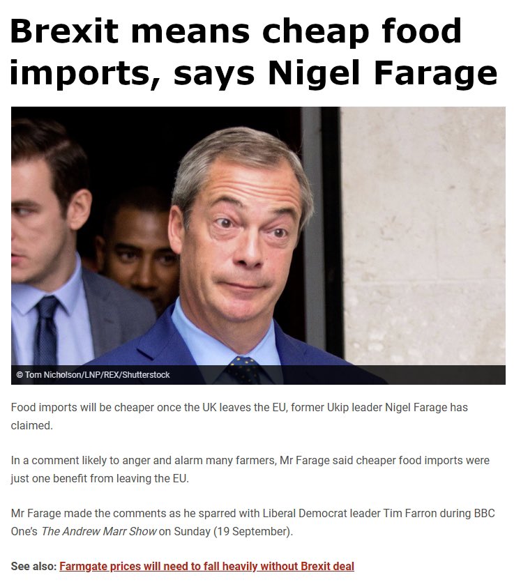 humanistdiary's tweet photo. Oooohhh how his views change depending on what suits him at that moment. He was “supporting” farmers yesterday. @Nigel_Farage flip flopping as usual. Ppl wake up and see these snake-oil salesmen for who they really are. https://t.co/LBrQztdDtu