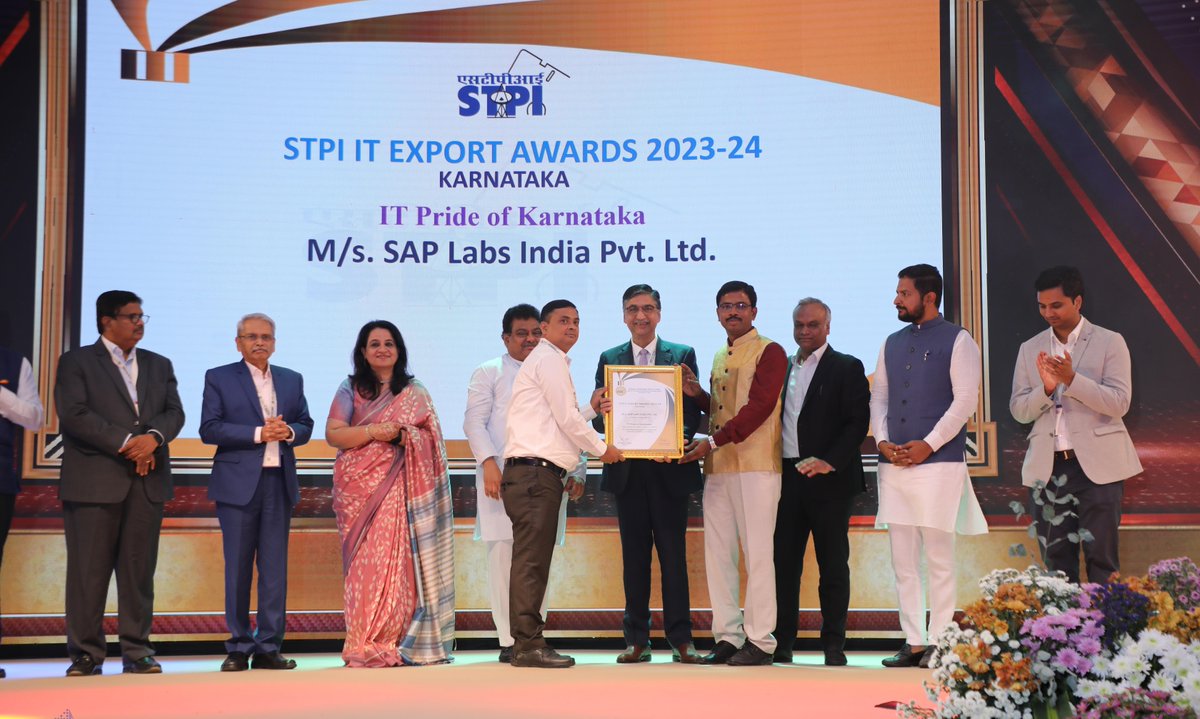 Honored to receive the "IT Pride of Karnataka" award at the STPI IT Export Awards, a testament to our commitment to building world-class tech products from India, for the world &amp; contributing to India's growth story. <a href="/stpiindia/">STPI</a> <a href="/STPIBengaluru/">STPI Bengaluru</a> #PrideOfKarnataka #MadeInIndia
<a href="/SAP/">SAP</a>