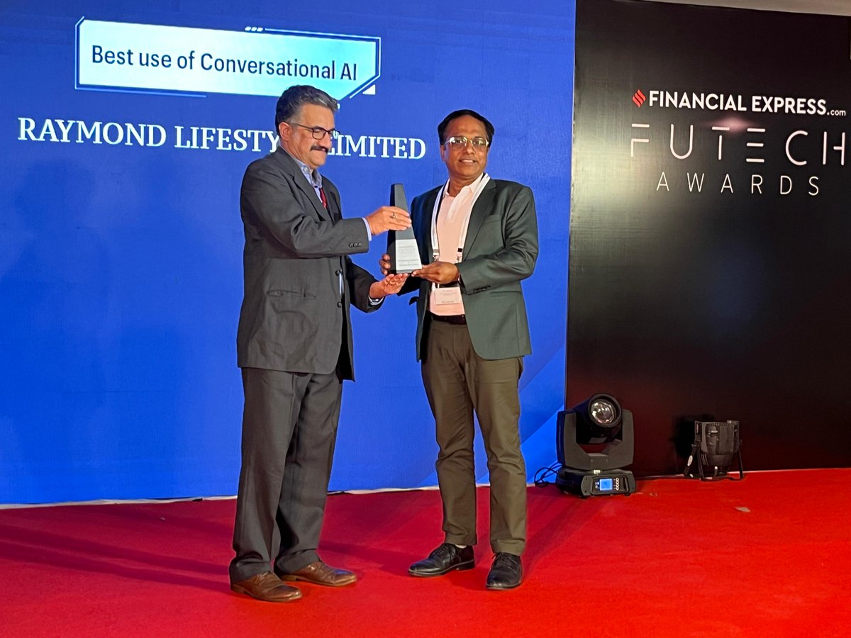 FinancialXpress's tweet image. LIVE from #FEFutechAwards: Congratulations to Altimetrik for earning Gold in the Best Use of Conversational AI category. Applause to Raymond Lifestyle Limited for the Silver, and Aditya Birla Capital for the Bronze!

#FE #FutechAwards #AI #Tech