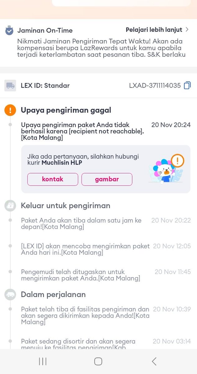danang_werda's tweet photo. @LazadaIDCare @LazadaID Saya beli berkali-kali dari lazada bahkan terakhir 2 kali beli HP tidak ada masalah, tapi yang ini bilang barang tidak bisa terkirim karena alamat tidak bisa dijangkau. Tolong kurir nakal seperti ini dimusnahkan dari lazada. https://t.co/MVccqDaTXh