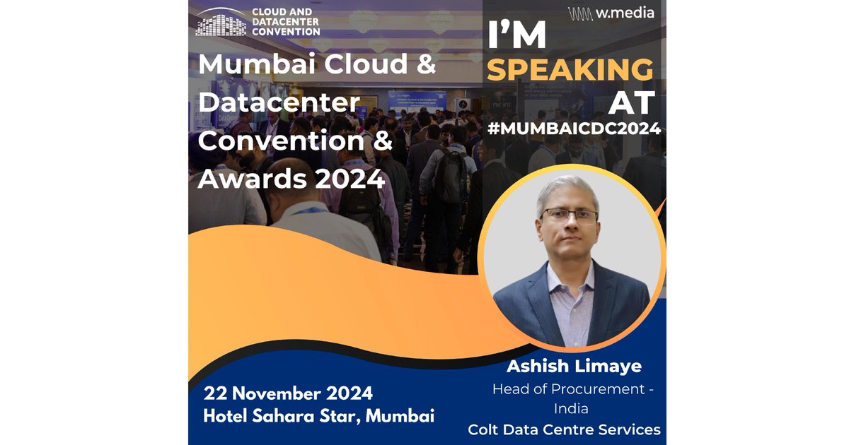 We are participating in the Mumbai Cloud &amp; Datacenter Convention and Awards 2024. Join Pratap Mane and Ashsh Limaye from Colt DCS at this years' event. #MumbaiCDC2024 #WMedia #India #datacentres #datacenters #cloud