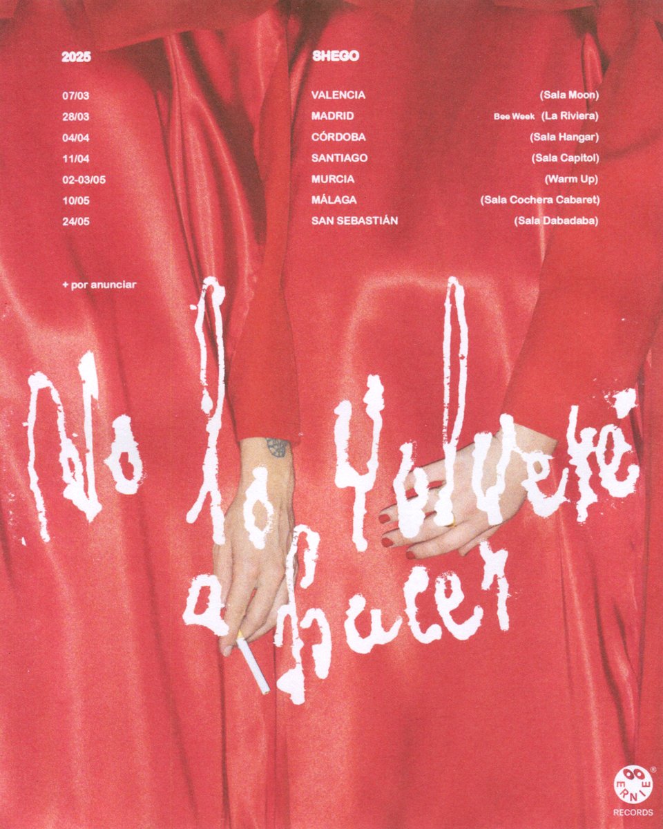 primeras fechas de presentación del próximo disco de <a href="/shegomanda/">𝑠ℎ𝑒𝑔𝑜</a> 🫡🫡🫡

PRONTO anunciamos MÁSSSS

aquí tus entradas: ernierecords.com/conciertos/she…