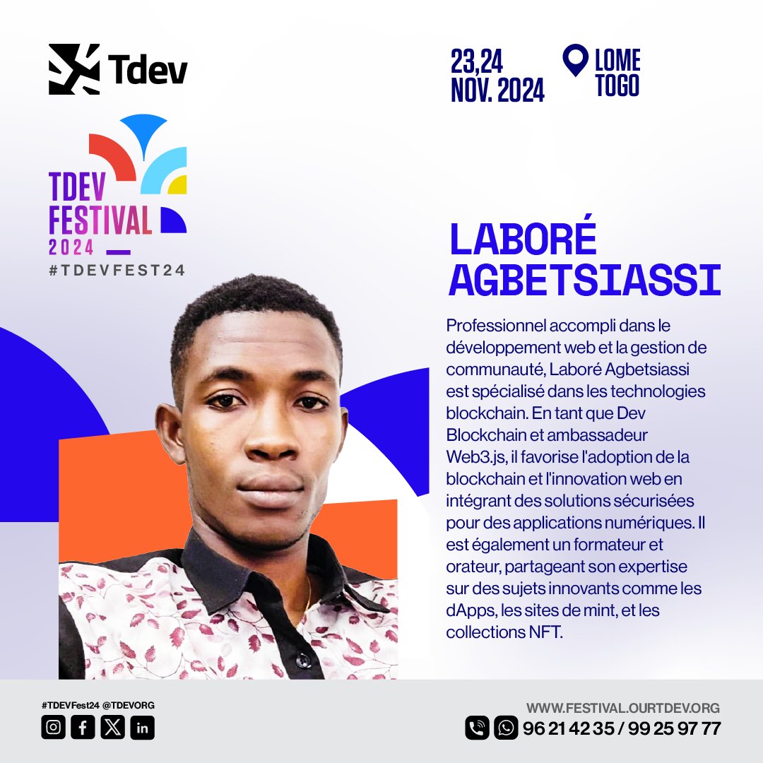 0xWeb3DevRel's tweet image. Excited to speak at @tdevorg Festival 2024 in Lomé, Togo! 🌍🎤

I’ll be exploring Blockchain: Web Applications &amp;amp; Tech Innovations 🚀

Join me Nov 23-24 to discuss the future of Web3 and blockchain adoption!

Details: festival.ourtdev.org

#TDevFest24 #Blockchain #Web3 #ICP