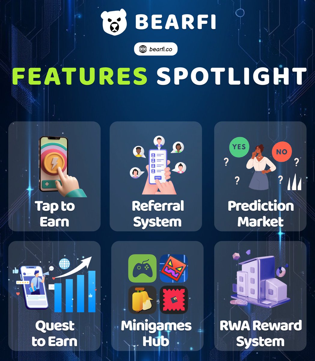 🐻✨ BearFi Bot is more than just a tap-to-earn app—it's a gateway to adventure, rewards, and community-powered excitement! 

Whether it's mini-games, prediction markets, or real-world rewards, #BearFi has something to keep you tapping, playing, and earning! 

Curious? Join us