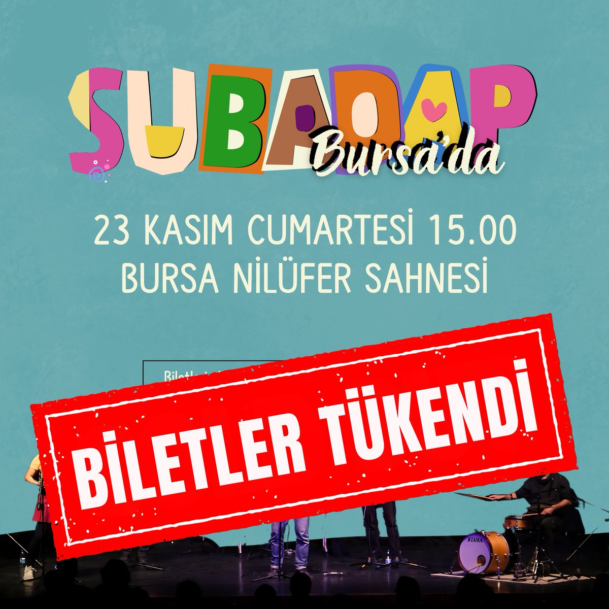Bursa konseri biletleri tükendi. İlginiz için teşekkür ederiz. 🌼😊

Konseri kaçıranlar üzülmesin, yakında yine Bursa'ya geleceğiz. 🥳

#şubadap #şubadapçocuk #çocukmüziği #çocukşarkıları