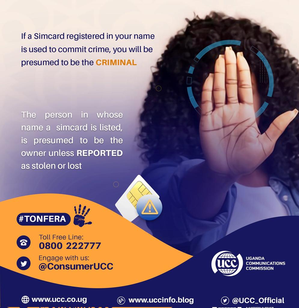ConsumerUCC's tweet image. Do you know all the numbers registered under your NIN? crosscheck by simply dialling*197# and follow the prompts. @UCC_Official @UCC_ED @UgCERT @IBbossa @mtnug @Airtel_Ug @Utcl_ug @LycamobileUG
#Simcardregistration
#AnInclusiveDigitalEconomy