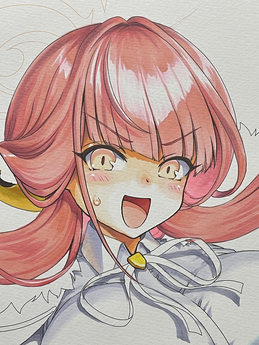 複製色紙の原画進捗
黒目が薄い色のキャラ難しい