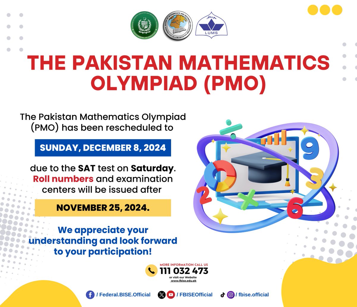 For More Details Please Click Here:
fbise.edu.pk/pmo.php

#fbise #federalboard