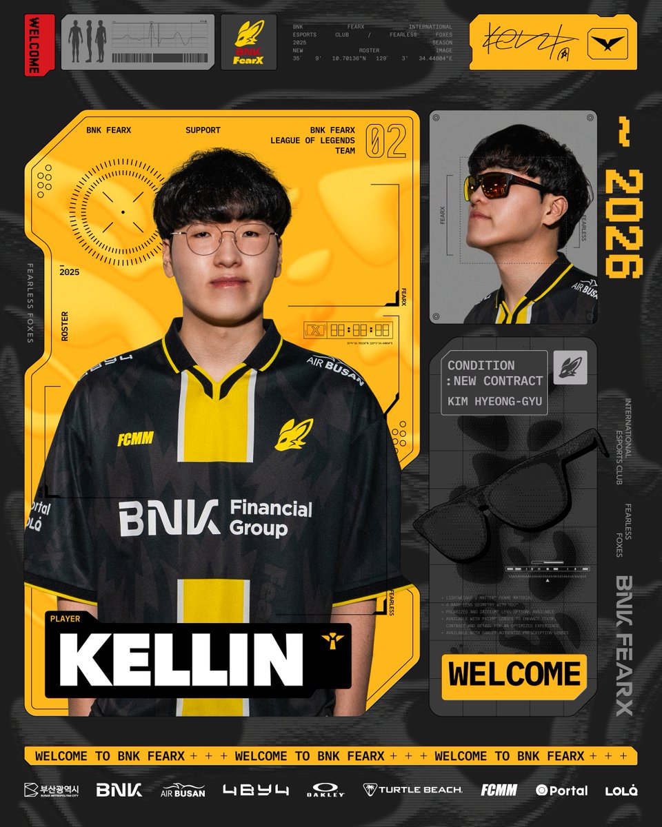 BNKFEARXLoL's tweet image. 𝐖𝐞𝐥𝐜𝐨𝐦𝐞 𝐭𝐨 𝐁𝐍𝐊 𝐅𝐞𝐚𝐫𝐗, 𝐊𝐞𝐥𝐥𝐢𝐧

‘Kellin’ 김형규 선수가 2026년까지 BNK FearX와 함께 새로운 도전을 시작합니다.
다년간의 경험으로 팀의 중심을 잡아줄 켈린 선수에게 많은 응원 부탁드리며, 같이 만들어갈 우리들의 이야기를 기대해 주세요!

Kellin will take on a new…