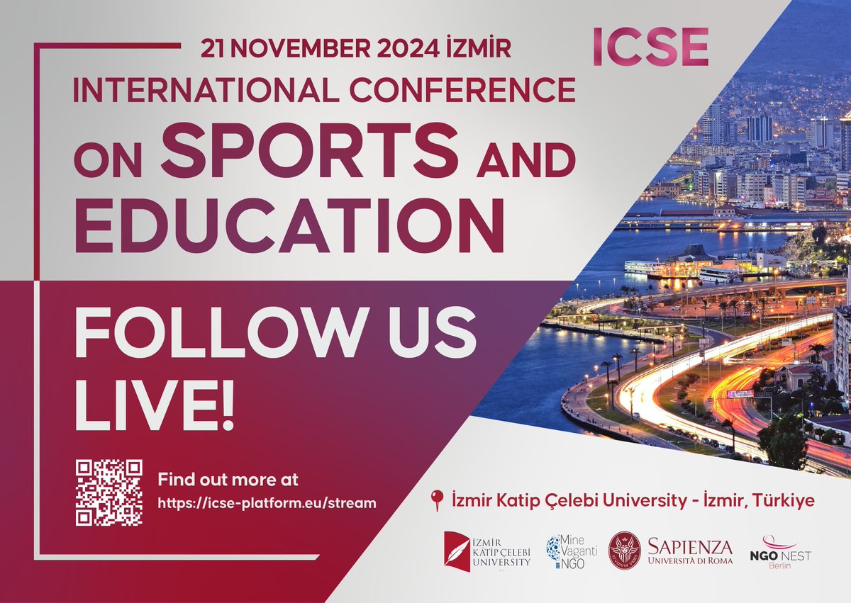 MineVagantiNGO's tweet image. 🌍🏃‍♀️📚 Join us LIVE for the ICSE-2024 International Conference on Sports and Education streaming now from İzmir, Türkiye! 
Don’t miss out—tune in at youtube.com/watch?v=c3I6H-… 🎥✨
 #ICSE2024 #Sportsandeducation