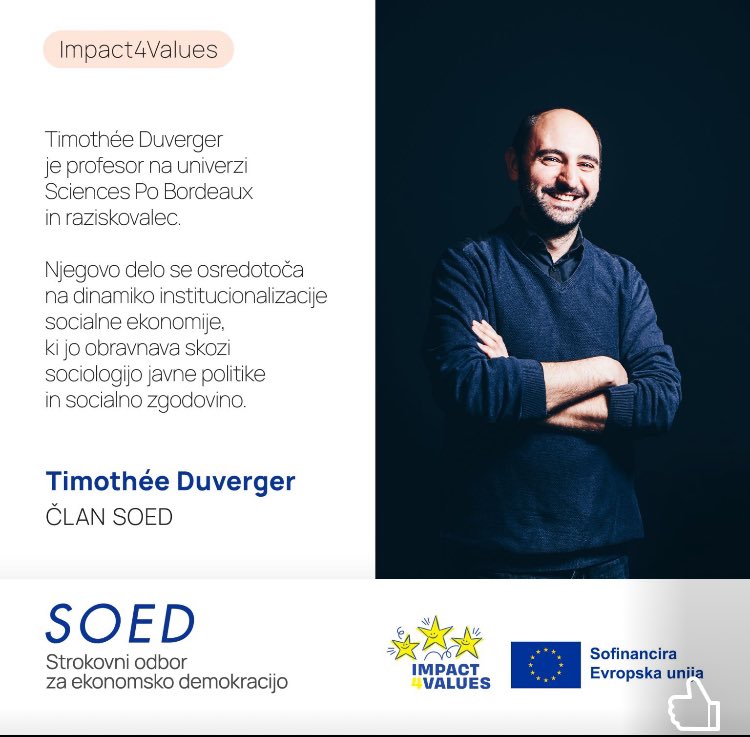 Timothée Duverger (@tduverger) on Twitter photo Je viens de rejoindre le comité d’experts pour la démocratie économique.
Une création de l’Institut pour la démocratie économique qui promeut l’actionnariat salarié pour que les travailleurs soient propriétaires de leur entreprise. 
Pour en savoir + 👉 soed.ied.si Je viens de rejoindre le comité d’experts pour la démocratie économique.
Une création de l’Institut pour la démocratie économique qui promeut l’actionnariat salarié pour que les travailleurs soient propriétaires de leur entreprise. 
Pour en savoir + 👉 soed.ied.si
