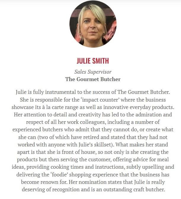 All roads will lead to the Royal Lancaster Hotel in London next week when the 2024 Women In Meat Industry Awards ceremony takes place on Friday evening 29th November. 

AND guess what.....Our Julie has made the final for two consecutive years !
