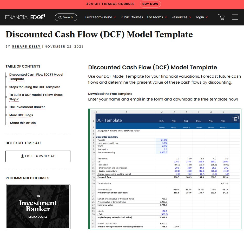 HMohedano_'s tweet image. 🔥 ¡AQUÍ os dejo 9 PLANTILLAS de EXCEL + GUÍAS para APRENDER a MODELIZAR y PREPARAR ENTREVISTAS en BANCA DE INVERSIÓN!

Contenido muy top de Financial Edge que creo que os puede ayudar muchísimo

DCF, LBO, EBITDA, CAPM MODEL, FOOTBALL FIELD, CASH FLOWS...