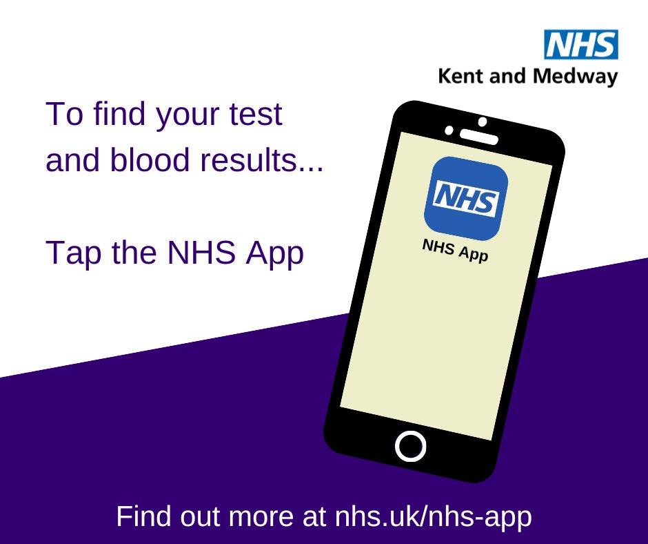 NHSKentMedway's tweet photo. Did you know…? You can see your blood results and test results in the NHS App.

Download it today on your smartphone or tablet via the Google play: https://t.co/b10C4ZAifb or App store: https://t.co/AzoSbAHogN https://t.co/qsvJ9LOsMq