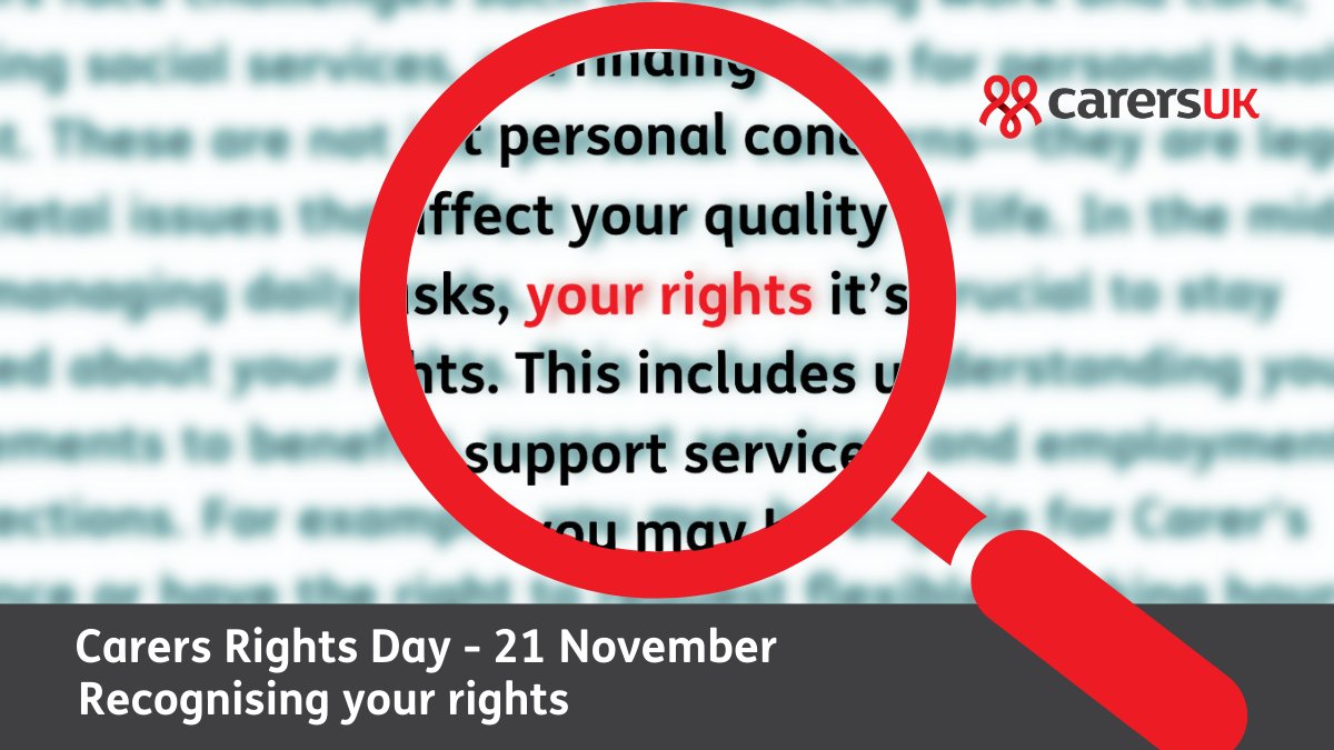 Today’s the day!

It’s #CarersRightsDay and today is all about recognising your rights. Read on to know what rights you have as a carer 🧵

Find out more information here: carersuk.org/news-and-campa…