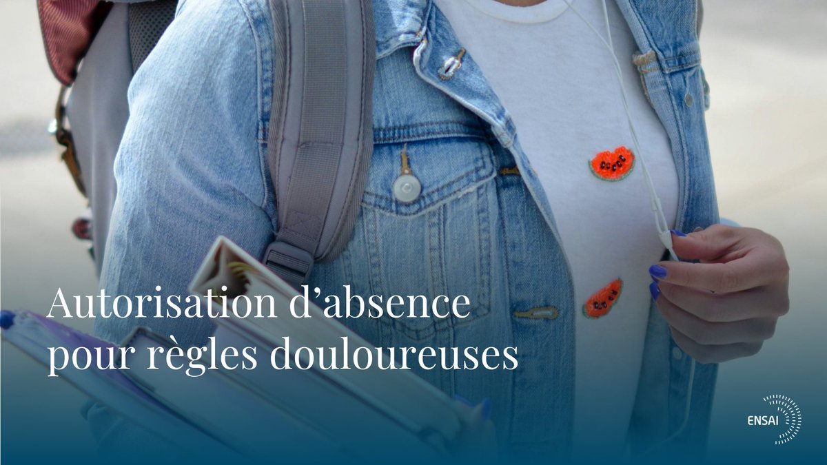 #EgalitéDiversité | L'ENSAI instaure les absences pour règles douloureuses, en faveur de la communauté étudiante.
Les personnes souffrant de règles douloureuses ont  l'autorisation de s'absenter jusqu'à 10 jours par année académique, hors périodes d'examens et contrôle continu.