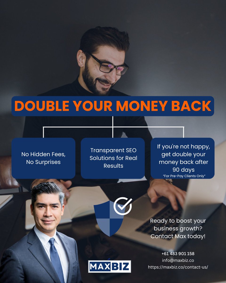 MaxBiz_SEO's tweet image. Not happy with your SEO results? At Max Biz, we’ve got you covered with our 90-day money-back guarantee!🤝
We’re confident in our strategies. You should be, too. Let’s take your SEO to the next level – risk-free!🚀
#MaxBiz #SEO #MoneyBackGuarantee #BusinessGrowth