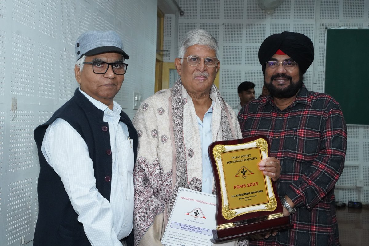 DeanScienceBHU's tweet photo. Dept. of Statistics organized 42nd Annual Conference of Indian Society for Medical Statistics on "Recent Advances and Trends of Statistics practices in Medical Science". Prof. KK Singh was conferred Fellow of the Society of Medical Statistics Award.
Congratulations to Prof. Singh https://t.co/PubrMV8Jr5