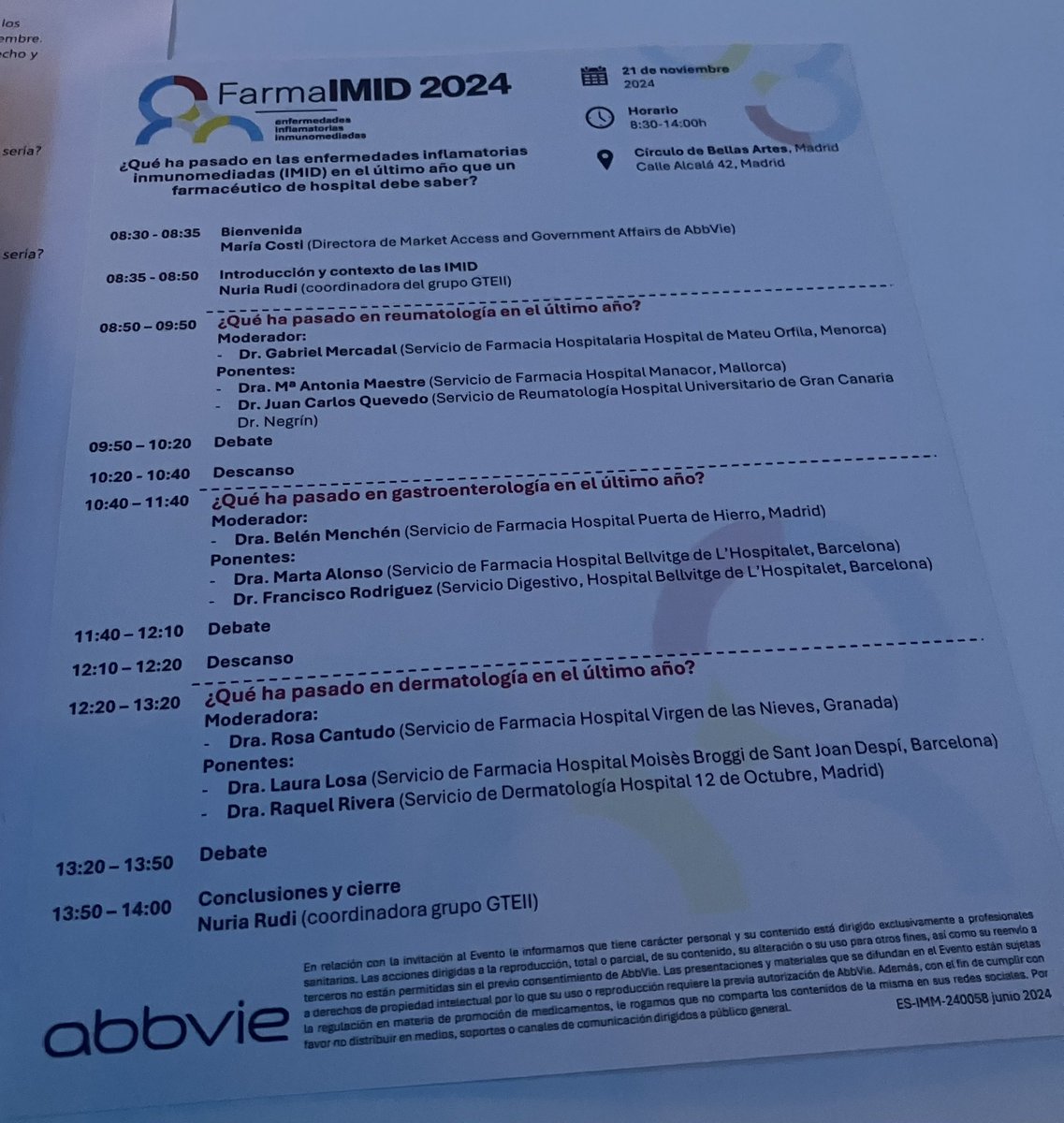 gteii_sefh's tweet photo. Empezamos FarmaIMID 2024! 

@sefh_ 
@AbbVie_ES https://t.co/eIfJ0UvFKj