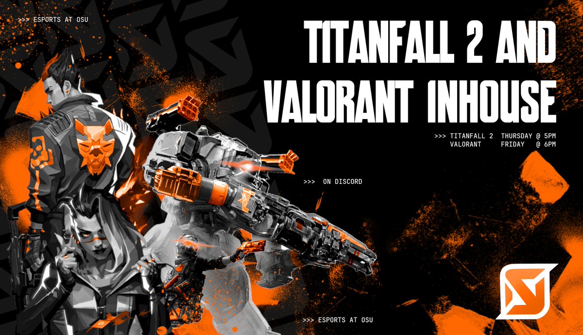 Come join us Thursday and Friday for Titanfall 2 and Valorant Inhouses! Come join EAOSU in some fun friendly matches on our discord (link in bio)! Can't wait to see you all there!! ✨🦫#Titanfall2 #VALORANT #esport #EsportsatOSU