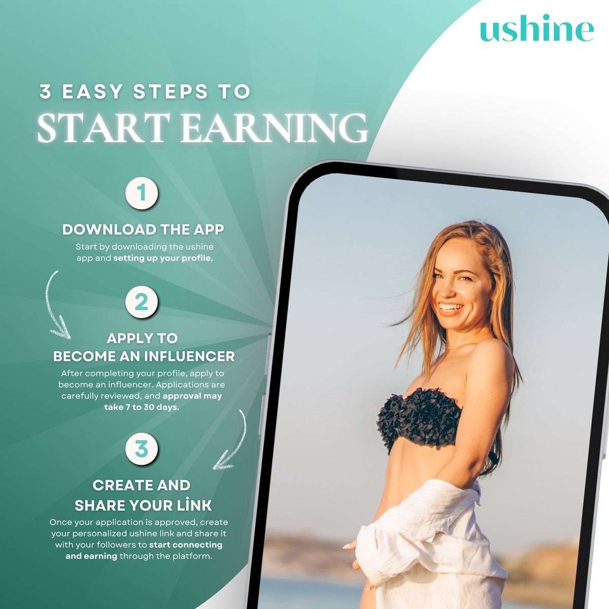 ushinesocials's tweet photo. In just 3 steps, turn your influence into income:

1️⃣ Download the ushine app.
2️⃣ Apply to become an influencer.
3️⃣ Share your link and let the earning begin.

Ready to shine? Start now! 🌟���️

📥 https://t.co/jSgqtcS69V

#ushineApp #ShineBright #ValuableConnections https://t.co/e6wiOzwdv1