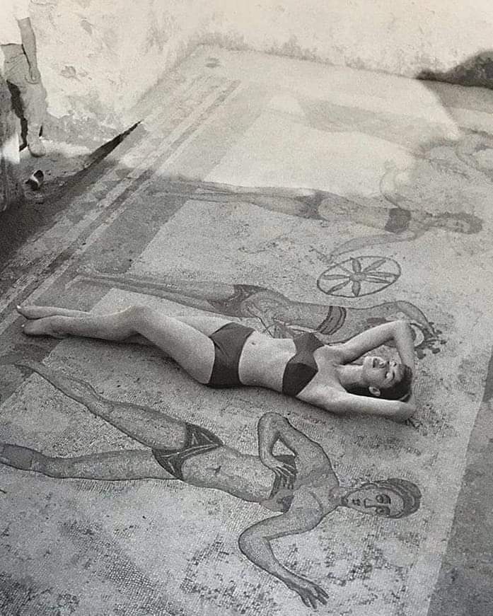 In 1956, Emilio Pucci designed the bikini, inspired by the Roman mosaics at Villa Romana del Casale (4th Century AD) in Sicily, Italy.

Emilio Pucci is a famous Italian fashion designer of the 20th Century. He has earned recognition for his unique graphic prints and innovative