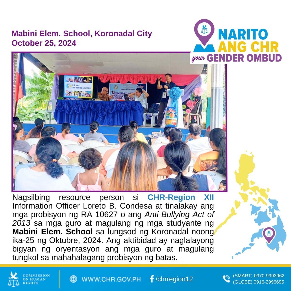 CHRgewhrc's tweet photo. Reported from CHR XII, Your Gender Ombud!

#NaritoAngCHR
#CHRngLahat
#naglilingkodmagingsinokaman
#CHRRehiyonDose https://t.co/4MFtS7SWxk
